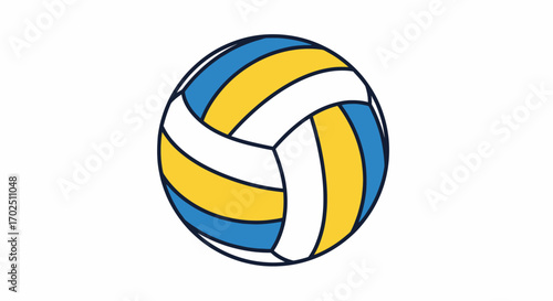 Colorful Volleyball Illustration with Blue Yellow and White Panels.