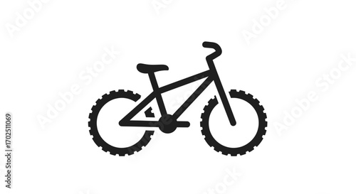 Black Icon of a Mountain Bike with Knobby Tires.