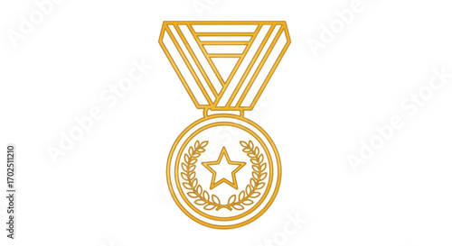 Golden Medal with Star and Laurel Wreath Design.
