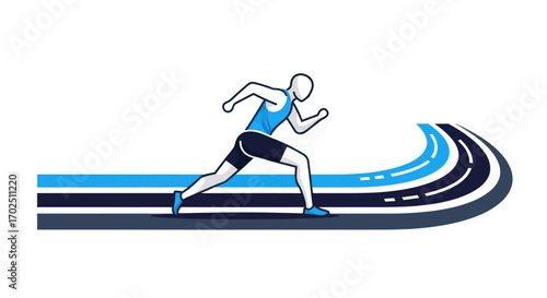 Athletic Runner in Motion on a Stylized Track.