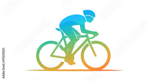 Silhouette of a Cyclist Riding a Bicycle with Gradient Colors.