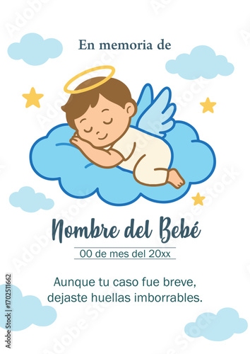 Tarjeta de invitación para funeral de un bebé infantil