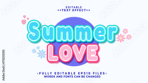 3d summer love lowercase text effect