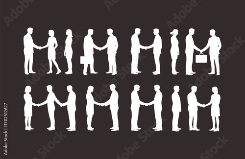 Silhouette handshake business people, partnership agreement, teamwork, cooperation, deal making, collaboration, negotiation, trust, unity, success, teamwork concept