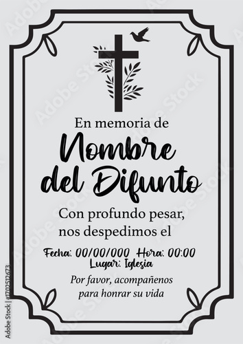 Tarjeta para invitación a funeral