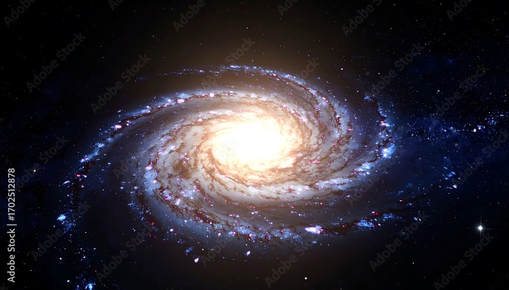 Obraz premium A breathtaking spiral galaxy swirls amidst a vast dark expanse, with a bright core and swirling arms of stars