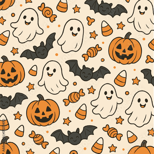 print halloween pattern trick or treat
