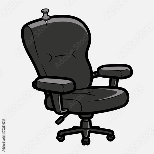 Black office chair with adjustable features isolated on white background.