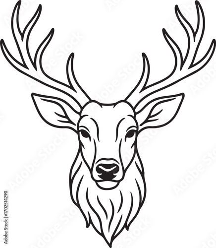 Deer heads line art 