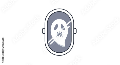 Spooky Ghost Reflection in Oval Mirror with Frame.