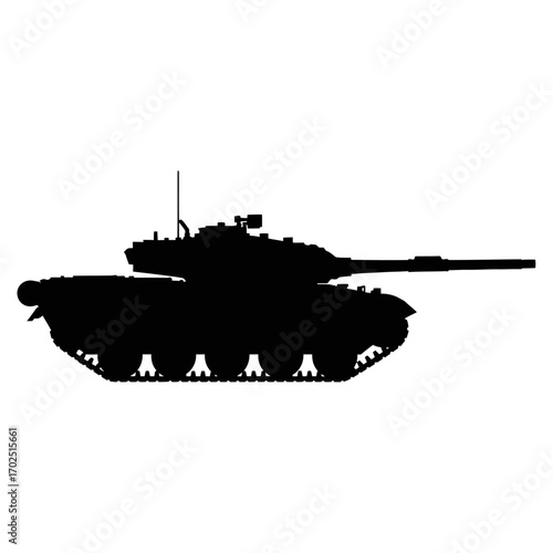 Black silhouette of a military tank.