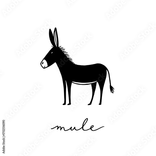 mule. mule simple black and white line art vector logo
