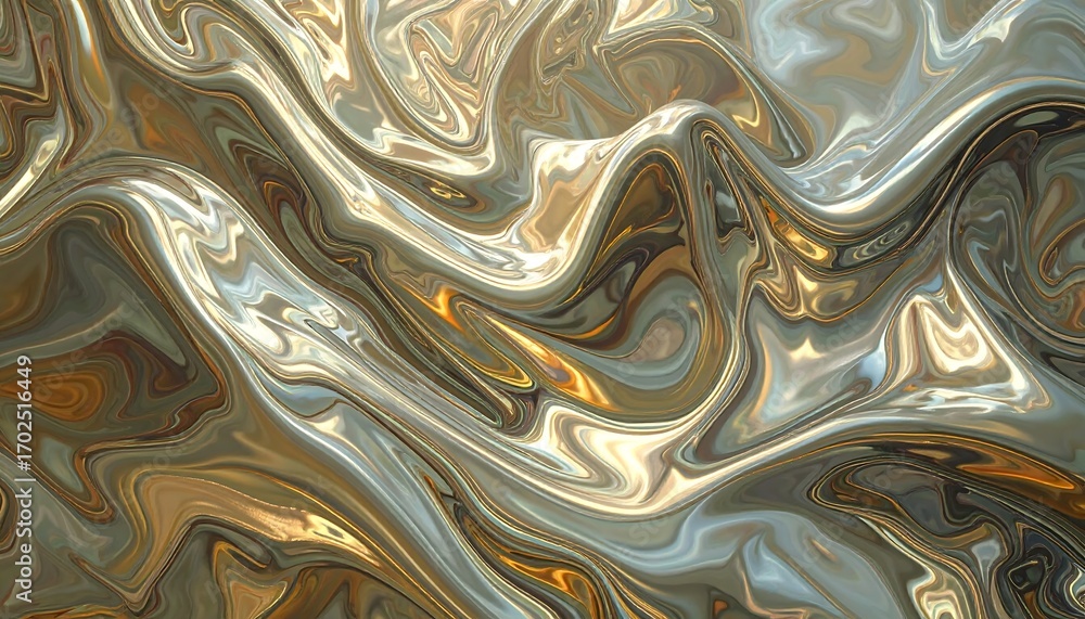 Fototapeta premium Abstract liquid gold and silver swirls