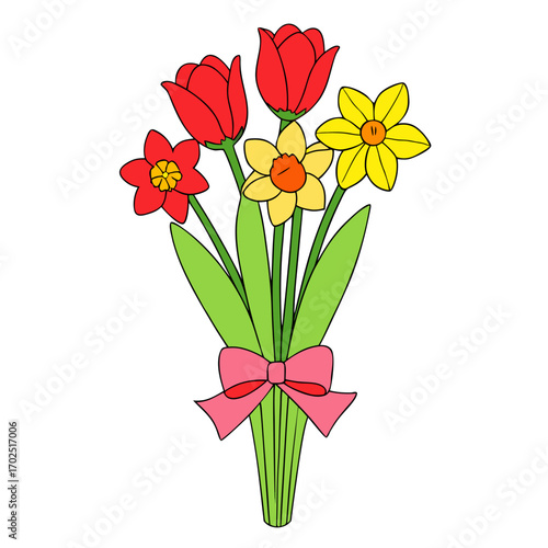 bouquet of red tulips
