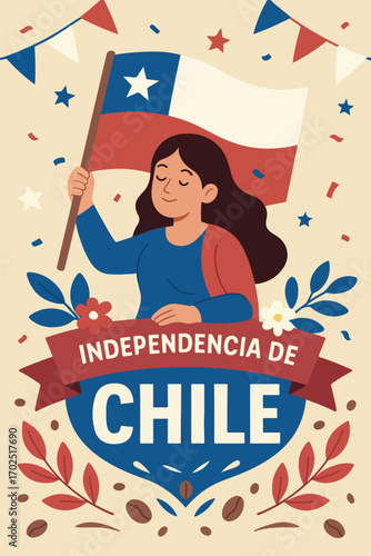Ilustración de dia de independencia de Chile