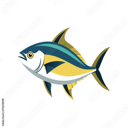 Vector art of yellowfin tuna fish swimming