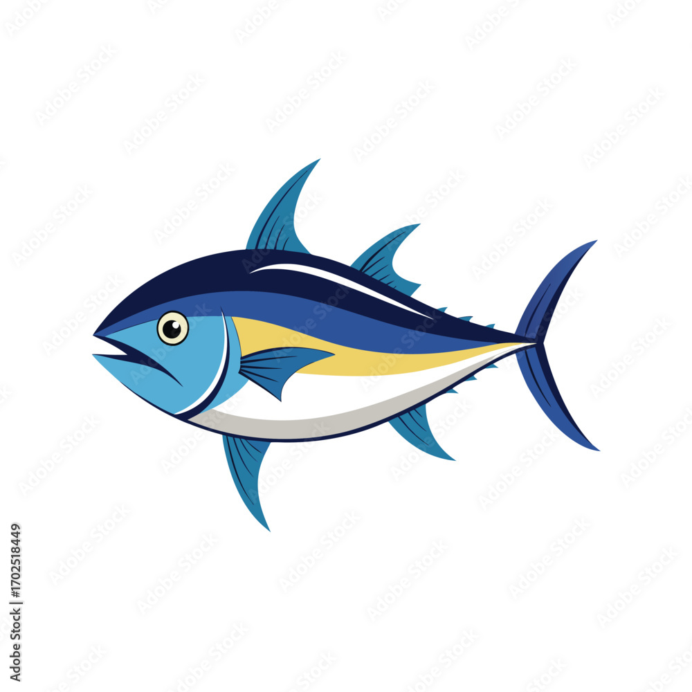 Fototapeta premium Vector art of bluefin tuna fish swimming