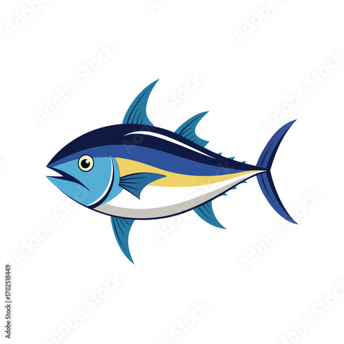 Vector art of bluefin tuna fish swimming