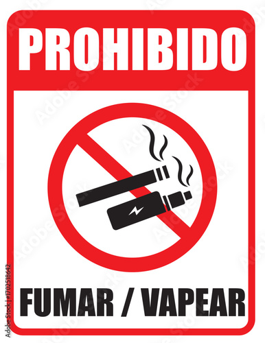 Señal para imprimir de prohibido fumar y vapear