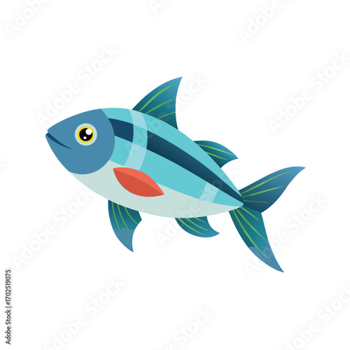 Vector art of cartoon blue fish swimming