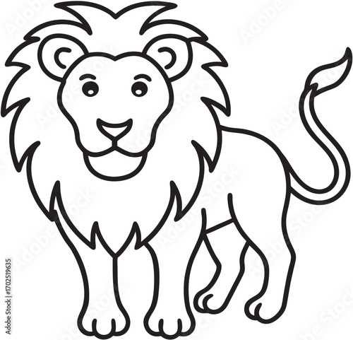 A powerful and bold lion illustration. A symbol of majesty and power, the lion is depicted in detail, highlighting its iconic mane. Its visual style can be adapted for a variety of purposes, from bran