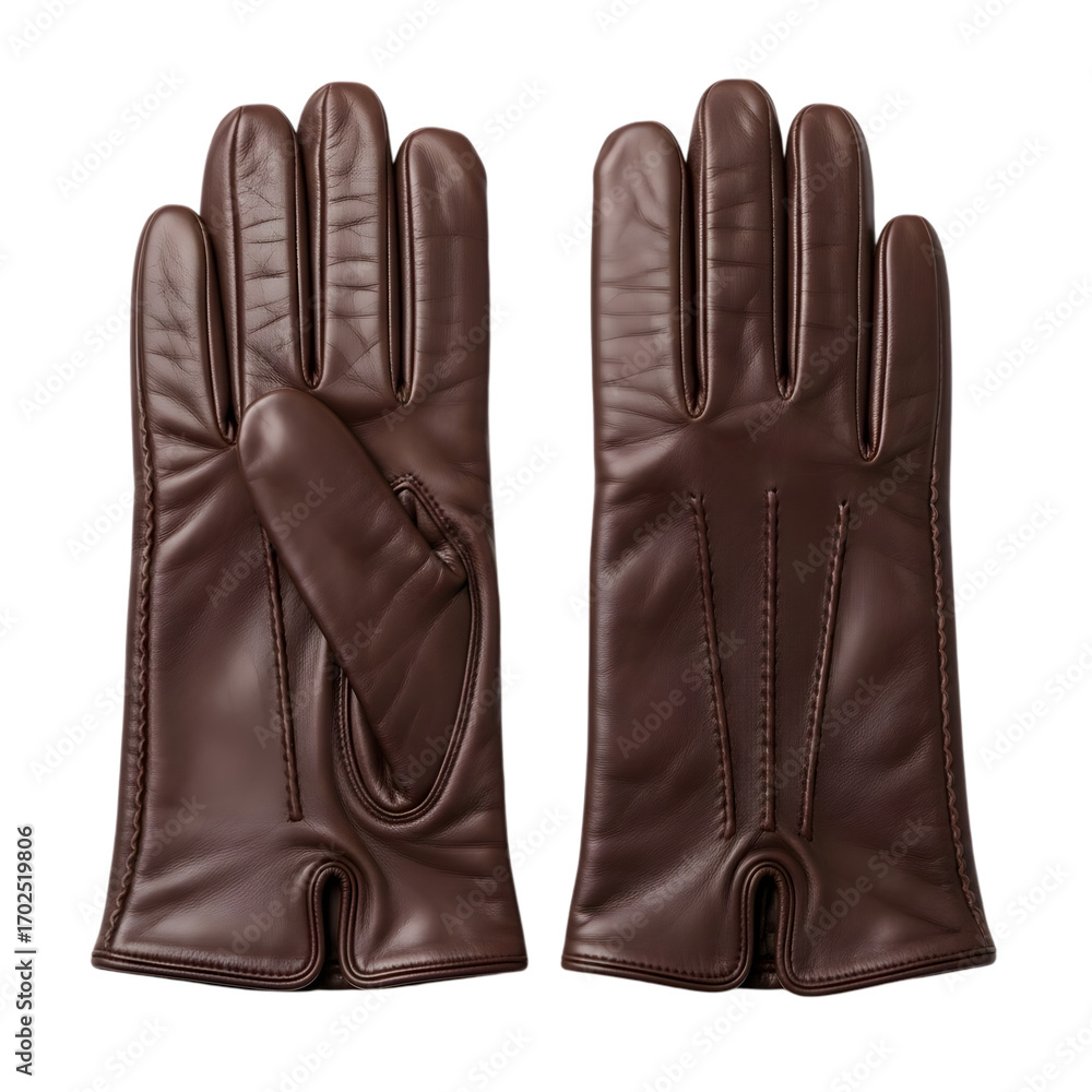 Naklejka premium Pair of brown leather gloves isolated on white background