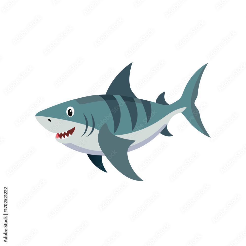 Fototapeta premium Vector art of cartoon shark