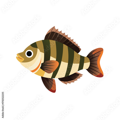 Vector art of stylized illustration of a striped perch fish