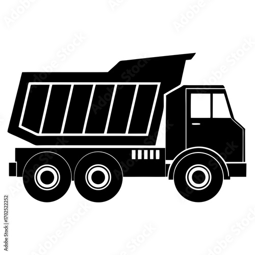Un camion jouet rouge en plastique avec des roues jaunes et une illustration de transport de construction sur le côté, un modèle de tracteur pour les enfants à jouer