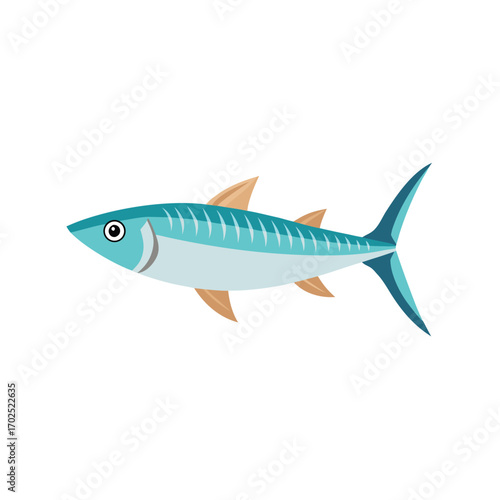 Vector art of sleek blue fish with striped body