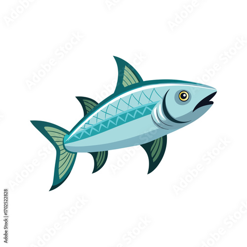 Vector art of a stylized blue fish with intricate patterns isolated on a