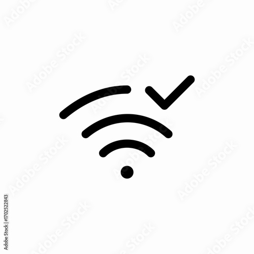 wifi internet connected check mark icon sign vector
