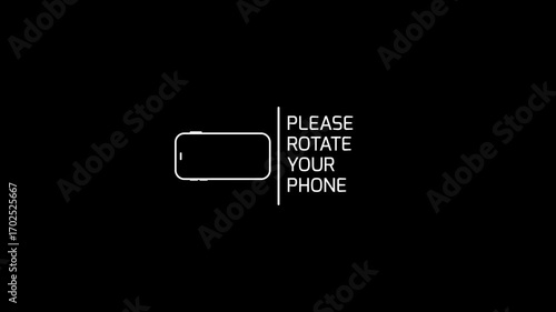 Please Rotate Your Phone. Turn you Smartphone and rotate device screen, Phone flip sign, Rotate device screen On Black Background