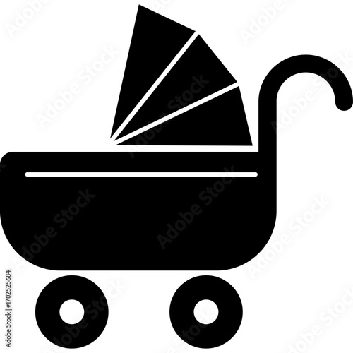 Baby carriage sign icon flat silhouette sketch