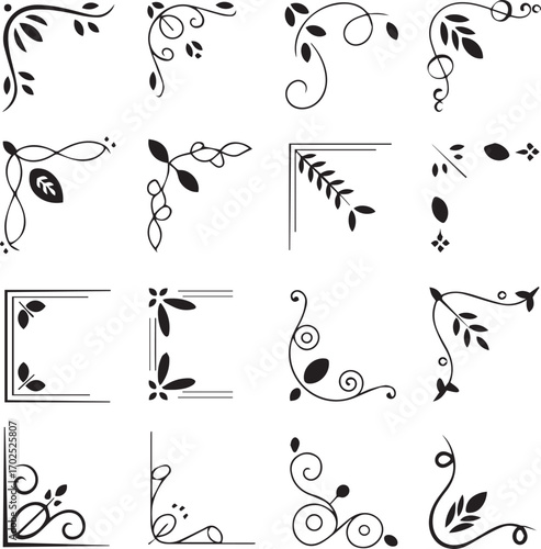 decorative corner flourish vector pack floral and abstract ornaments for frames invitations greeting cards and logos