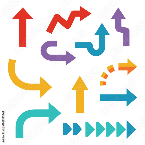 Collection of colorful arrows pointing in various directions.