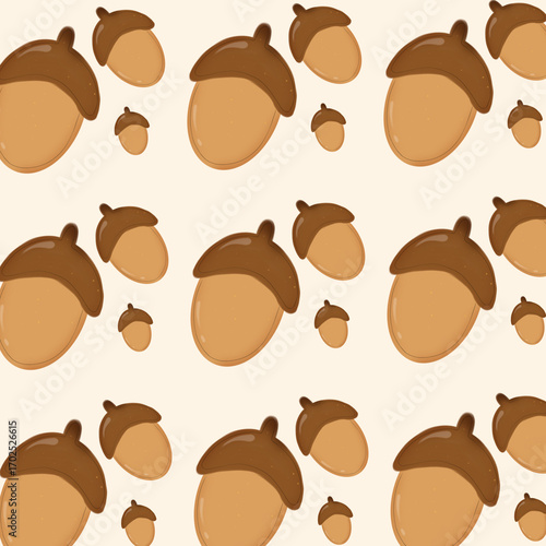 acron cookies seamless pattern - seasonal kids illustration