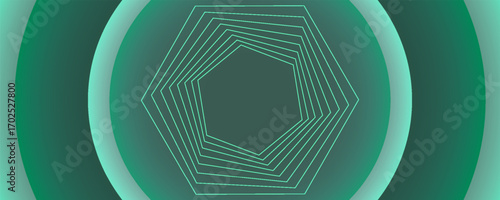 Abstract green background with geometric lines. The background features a dark green hue and a glowing green gradient effect. Dark gradient background with copy space. Eps10