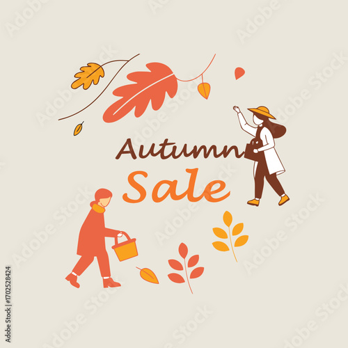 Autumn leaves background with maple leaves vector illustration