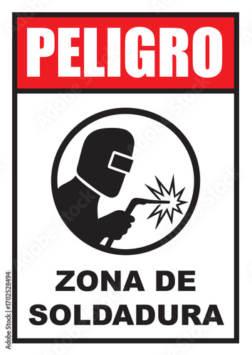 Rótulo para imprimir peligro zona de soldadura