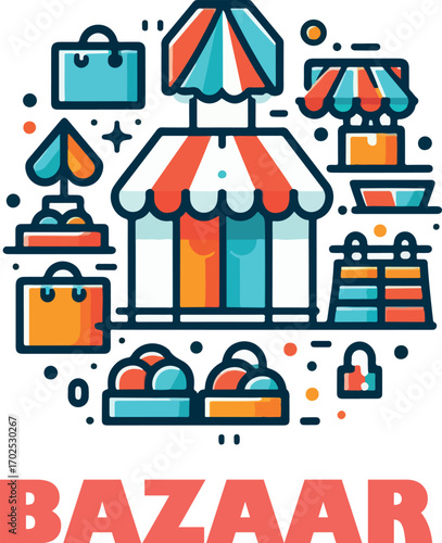 Bazaar logo icon vector white background .