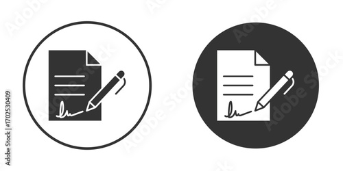 Signed document icon flat illustrations. vector art.
