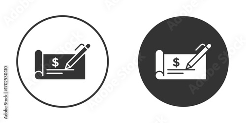 Signing cheque icon flat illustrations. vector art.