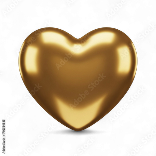 Shiny golden heart shape isolated on transparent background