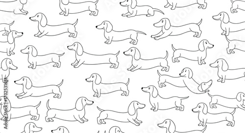 Whimsical dachshund doodle pattern delightful dachshund dog outline repeat
