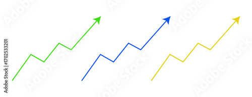 upward-pointing zigzag arrows showing increasing progress