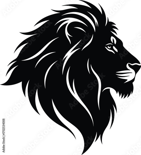 Powerful lion head symbol with sleek design, perfect for branding, logos, or representing strength and courage in a modern and striking visual identity