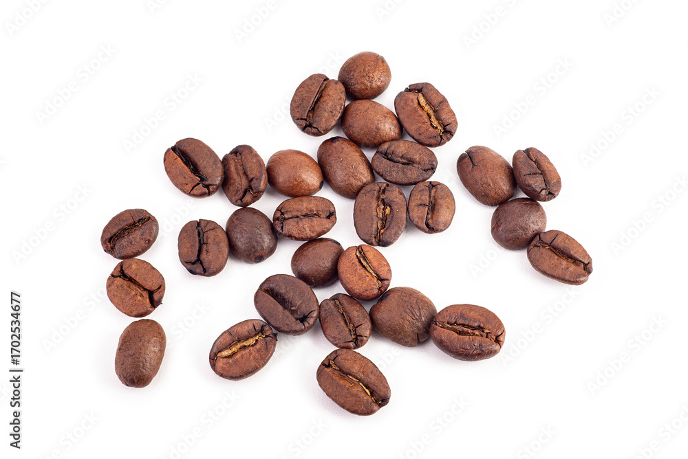 Naklejka premium Coffee bean on white background, macro close-up