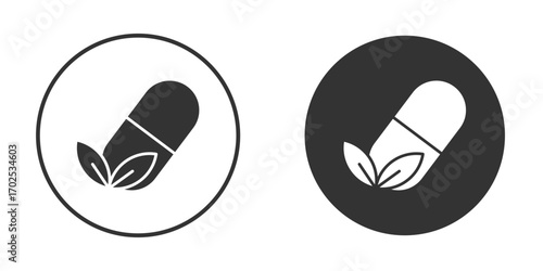 Herbal capsule icon flat illustrations. vector art.