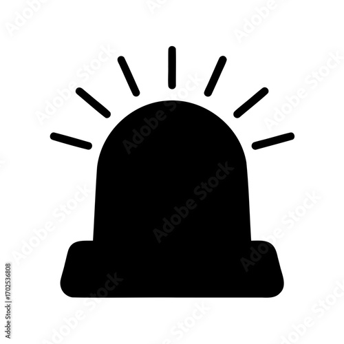 Emergency alert siren icon depicting flashing light for warning purposes as vector
